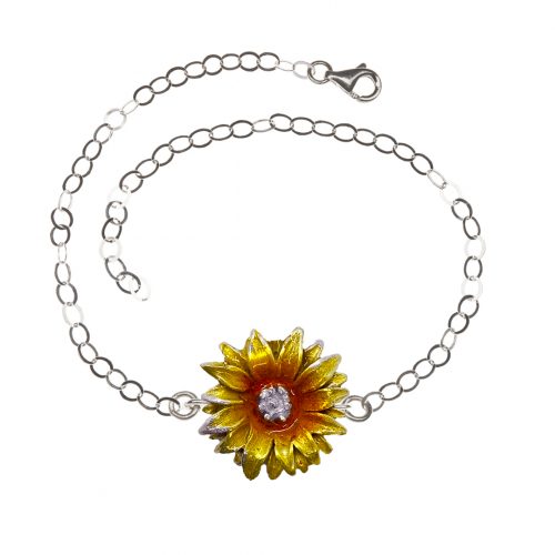 Pulsera girasol, pulseras en plata, joyas elaboradas con plata ecologica eden joyas