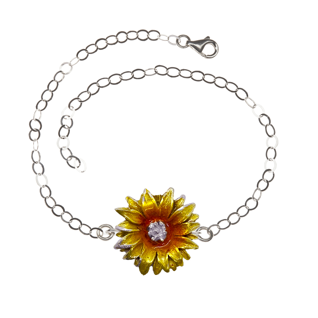 Pulsera girasol, pulseras en plata, joyas elaboradas con plata ecologica eden joyas