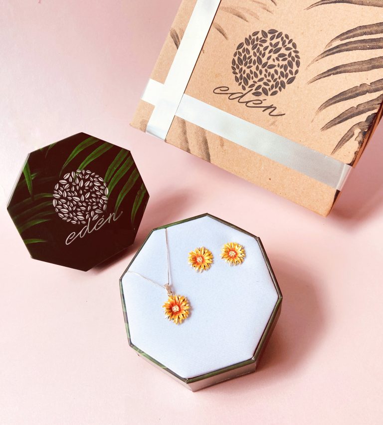 Collar girasol, cadena en plata, joyas elaboradas con plata ecologica eden joyas