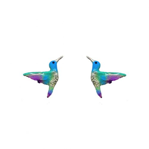 Aretes colibri, joyeria en plata, pendientes elaborados con plata ecologica eden joyas