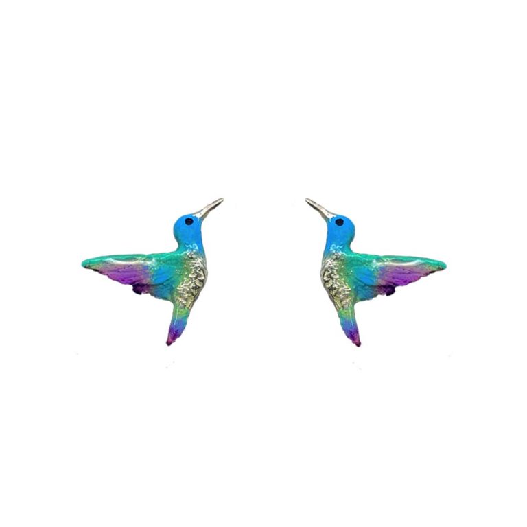 Aretes colibri, joyeria en plata, pendientes elaborados con plata ecologica eden joyas