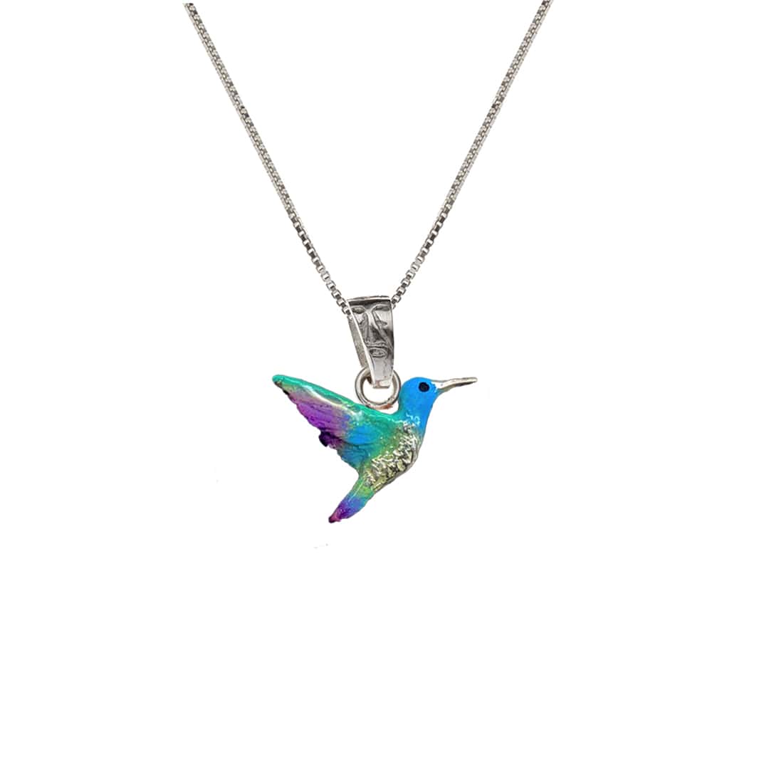 Collar Colibri, cadena en plata, joyas elaboradas con plata ecologica eden joyas