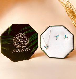 Juego collar y aretes Colibri