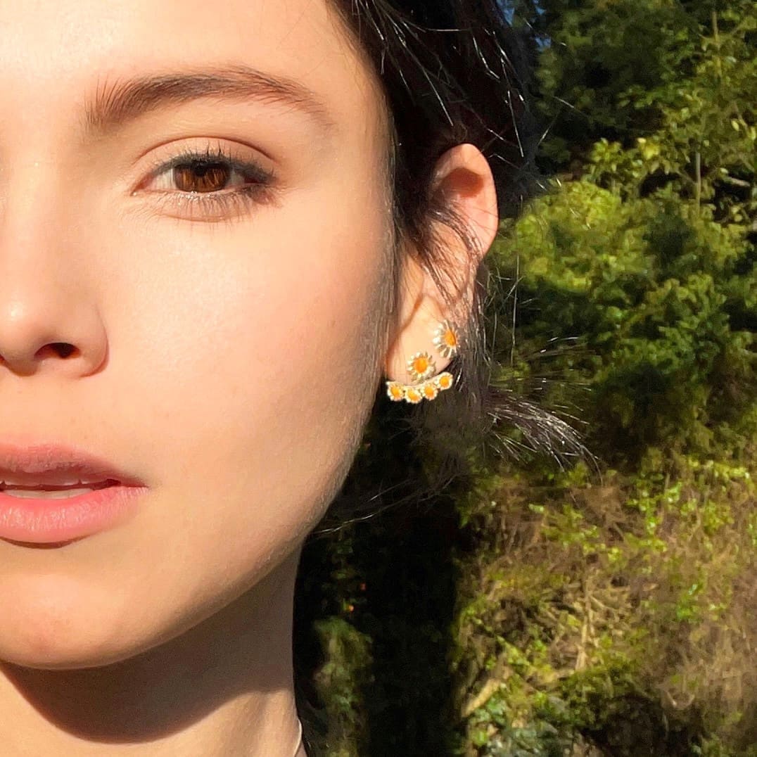 Aretes Margarita modelo, cadena en plata, joyas elaboradas con plata ecologica eden joyas