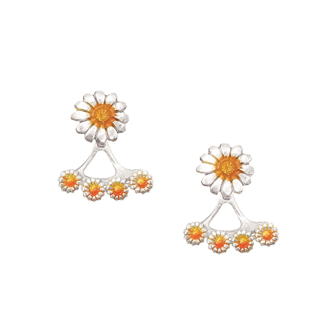 Aretes Margarita, joyeria en plata, pendientes elaborados con plata ecologica eden joyas