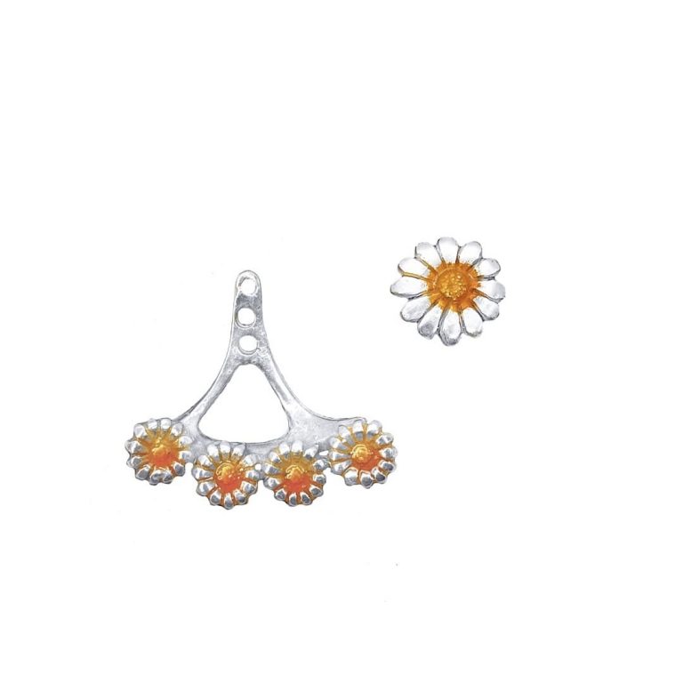 Aretes Margarita, joyeria en plata, pendientes elaborados con plata ecologica eden joyas