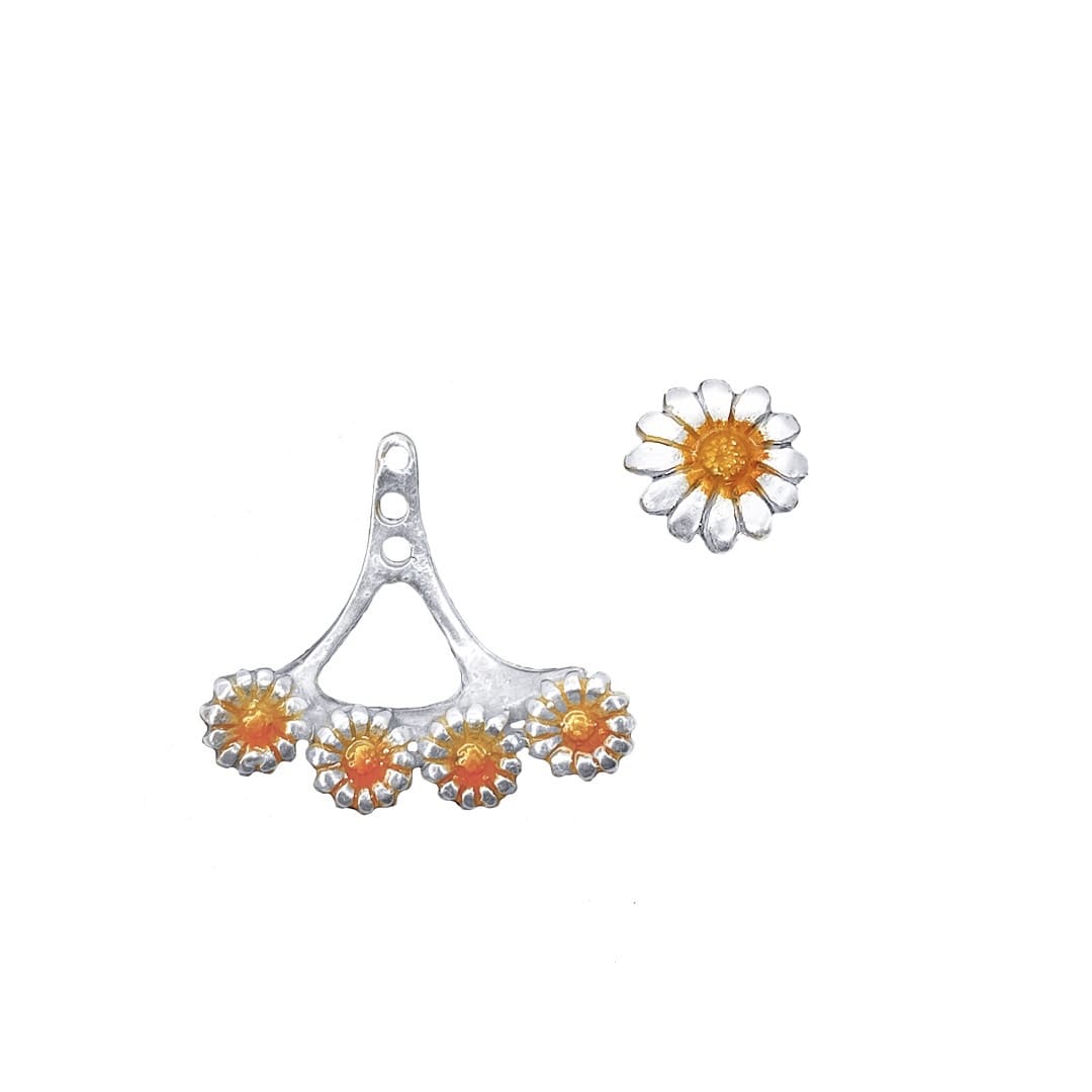 Aretes Margarita, joyeria en plata, pendientes elaborados con plata ecologica eden joyas